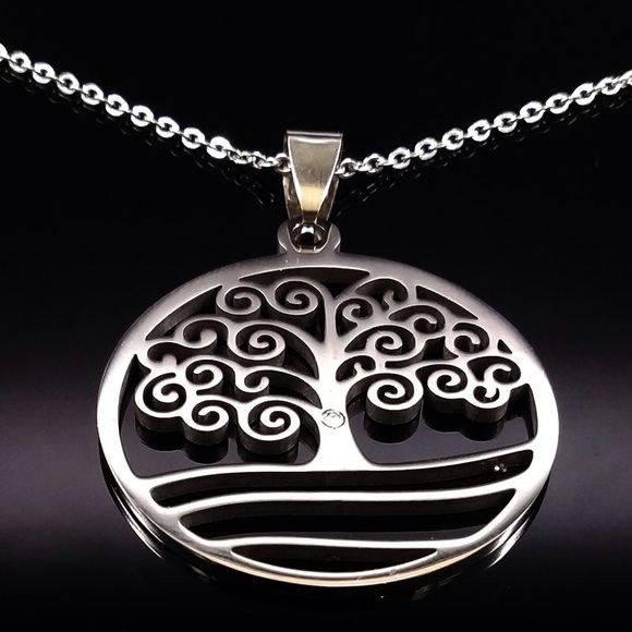 ❤️ STAINLESS STEEL TREE OF LIFE NECKLACE ⭐️ 1 LEFT - Picture 4 of 4